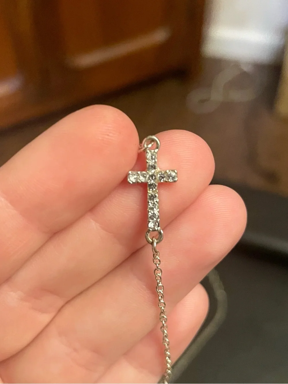 Claire’s Silver Cross Kids Necklace and Bracelet Set